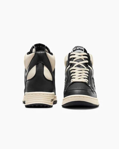 Black / Beige White / Black Converse Weapon Leather Women Boots Singapore | C-91482079