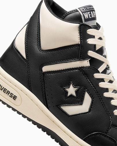 Black / Beige White / Black Converse Weapon Leather Women Boots Singapore | C-91482079
