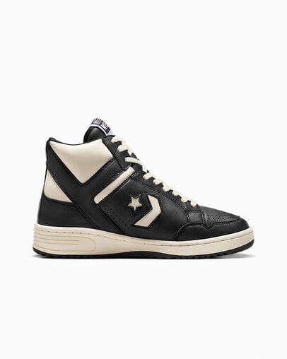 Black / Beige White / Black Converse Weapon Leather Women Boots Singapore | C-91482079