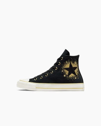 Black / Gold / White Converse Chuck Taylor All Star Gold Metallic Kids' Sneakers Singapore | C-70842169