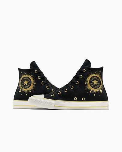 Black / Gold / White Converse Chuck Taylor All Star Gold Metallic Kids' Sneakers Singapore | C-70842169