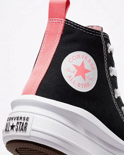 Black / Pink Light Blue / White Converse Chuck Taylor All Star Move Color Pop Kids' Platform Shoes Singapore | C-74380529