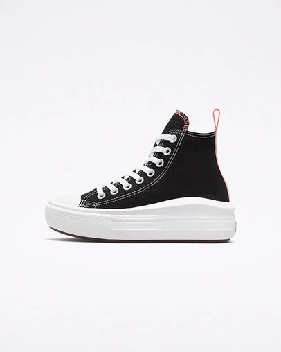 Black / Pink Light Blue / White Converse Chuck Taylor All Star Move Platform Kids' Canvas Shoes Singapore | C-92815469