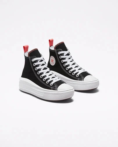 Black / Pink Light Blue / White Converse Chuck Taylor All Star Move Platform Kids' Canvas Shoes Singapore | C-92815469