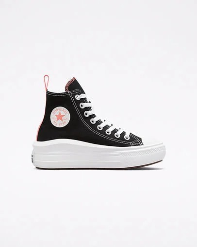 Black / Pink Light Blue / White Converse Chuck Taylor All Star Move Platform Kids\' Canvas Shoes Singapore | C-92815469