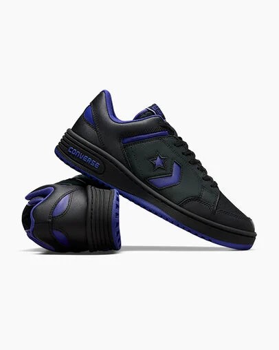 Black / Purple / Black Converse Weapon Leather Men Basketball Shoes Singapore | C-30265879