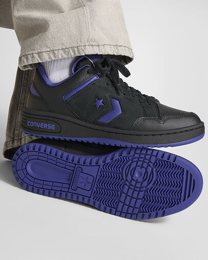 Black / Purple / Black Converse Weapon Leather Women Basketball Shoes Singapore | C-32568749
