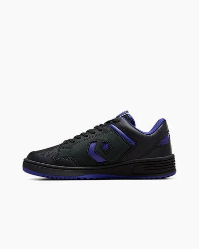 Black / Purple / Black Converse Weapon Leather Women Basketball Shoes Singapore | C-32568749