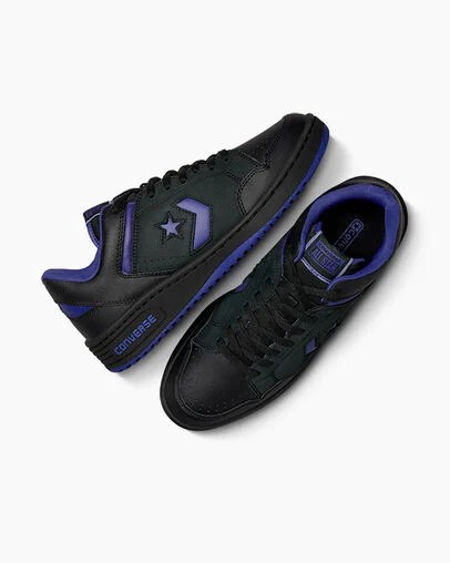 Black / Purple / Black Converse Weapon Leather Women Basketball Shoes Singapore | C-32568749