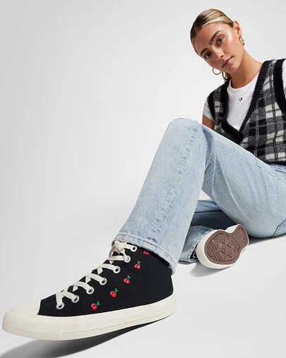 Black / Red Converse Chuck Taylor All Star Cherries Women Sneakers Singapore | C-29341709