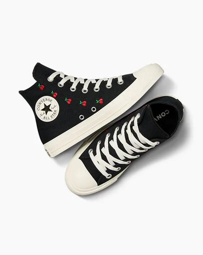 Black / Red Converse Chuck Taylor All Star Cherries Women Sneakers Singapore | C-29341709