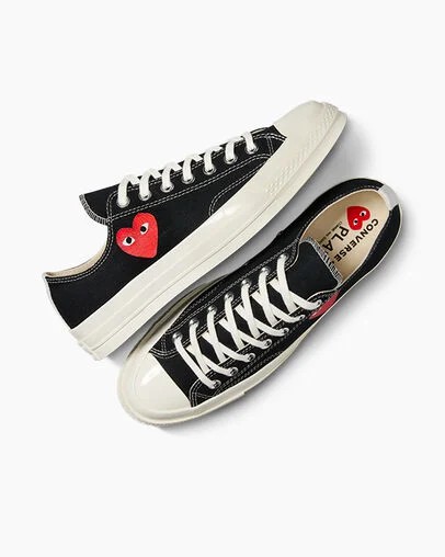 Black / Red Converse PLAY Comme des Garçons Single Heart Chuck 70 Men Sneakers Singapore | C-36142879