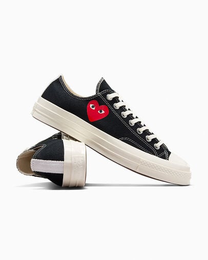 Black / Red Converse PLAY Comme des Garçons Single Heart Chuck 70 Men Sneakers Singapore | C-36142879