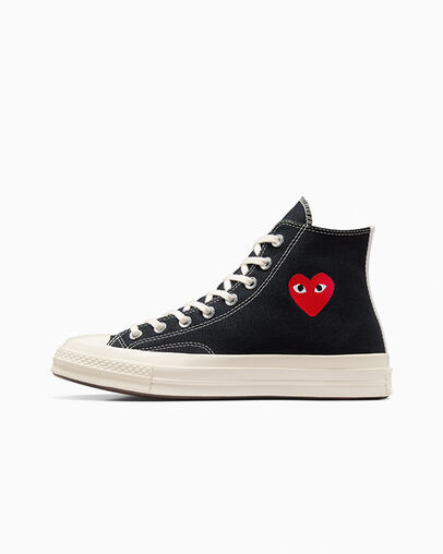 Black / Red Converse PLAY Comme des Garçons Single Heart Chuck 70 Women Sneakers Singapore | C-53804619