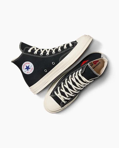 Black / Red Converse PLAY Comme des Garçons Single Heart Chuck 70 Women Sneakers Singapore | C-53804619