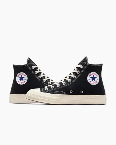 Black / Red Converse PLAY Comme des Garçons Single Heart Chuck 70 Women Sneakers Singapore | C-53804619