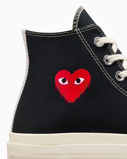 Black / Red Converse PLAY Comme des Garçons Single Heart Chuck 70 Women Sneakers Singapore | C-53804619