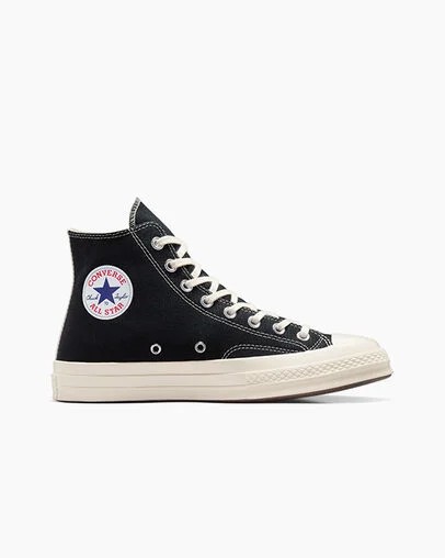 Black / Red Converse PLAY Comme des Garçons Single Heart Chuck 70 Women Sneakers Singapore | C-53804619
