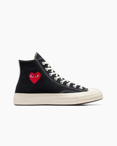 Black / Red Converse PLAY Comme des Garçons Single Heart Chuck 70 Women Sneakers Singapore | C-53804619