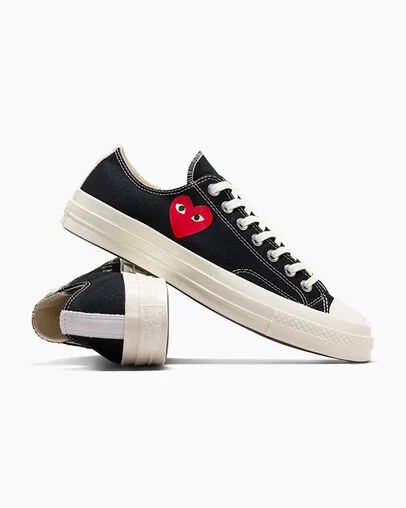 Black / Red Converse PLAY Comme des Garçons Single Heart Chuck 70 Women Sneakers Singapore | C-94217859
