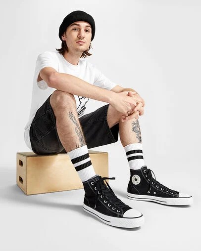 Black / White Converse CONS Chuck Taylor All Star Pro Suede Men Skate Shoes Singapore | C-83506299