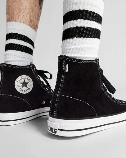Black / White Converse CONS Chuck Taylor All Star Pro Suede Women Skate Shoes Singapore | C-12736049