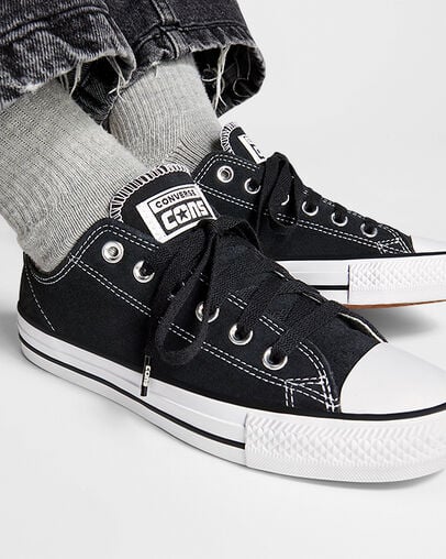 Black / White Converse CONS Chuck Taylor All Star Pro Suede Women Skate Shoes Singapore | C-94368709