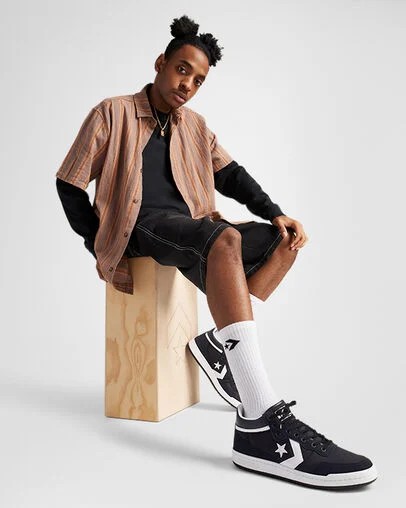 Black / White Converse CONS Fastbreak Pro Leather & Suede Men Skate Shoes Singapore | C-60934289