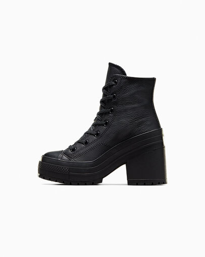 Black / White Converse Chuck 70 De Luxe Heel Leather Women Sneakers Singapore | C-64705319