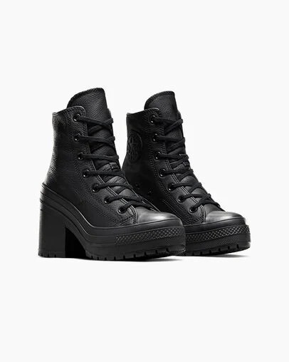 Black / White Converse Chuck 70 De Luxe Heel Leather Women Sneakers Singapore | C-64705319