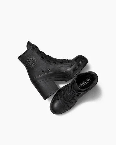 Black / White Converse Chuck 70 De Luxe Heel Leather Women Sneakers Singapore | C-64705319