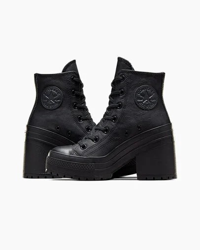 Black / White Converse Chuck 70 De Luxe Heel Leather Women Sneakers Singapore | C-64705319