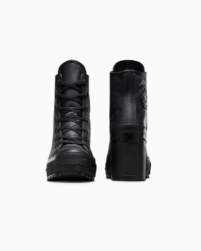 Black / White Converse Chuck 70 De Luxe Heel Leather Women Sneakers Singapore | C-64705319