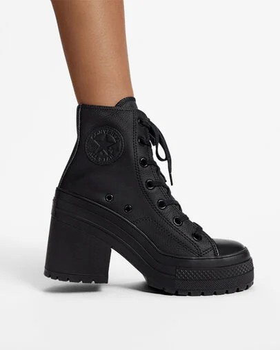 Black / White Converse Chuck 70 De Luxe Heel Leather Women Sneakers Singapore | C-64705319
