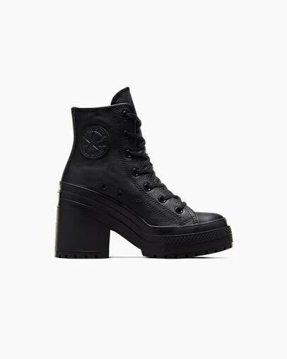 Black / White Converse Chuck 70 De Luxe Heel Leather Women Sneakers Singapore | C-64705319