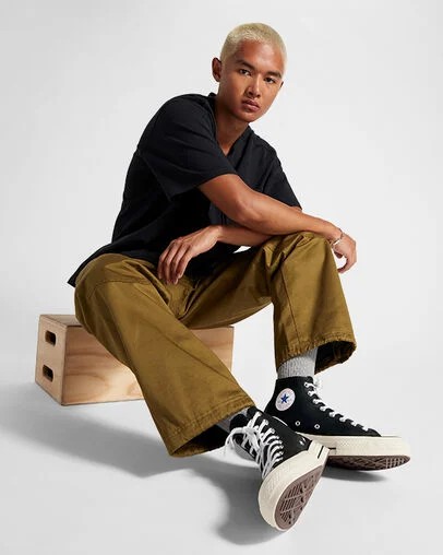 Black / White Converse Chuck 70 Leather Men Sneakers Singapore | C-91258049