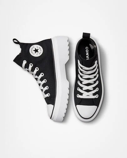 Black / White Converse Chuck Taylor All Star Lugged Lift Platform Kids' Canvas Shoes Singapore | C-82039479