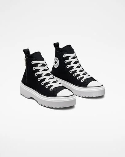 Black / White Converse Chuck Taylor All Star Lugged Lift Platform Kids' Canvas Shoes Singapore | C-82039479