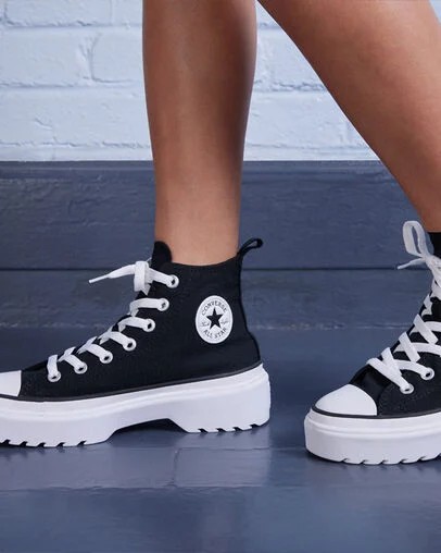 Black / White Converse Chuck Taylor All Star Lugged Lift Platform Kids' Canvas Shoes Singapore | C-82039479