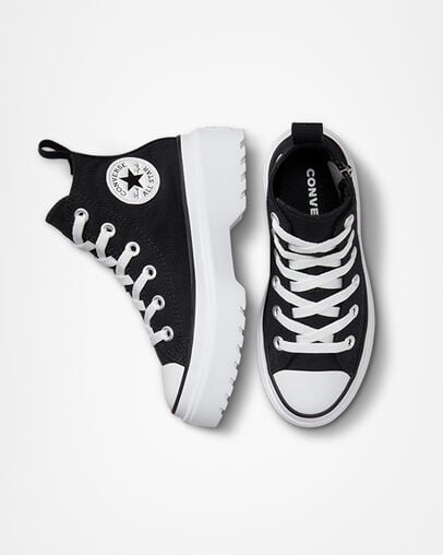 Black / White Converse Chuck Taylor All Star Lugged Lift Platform Kids' Canvas Shoes Singapore | C-46792309