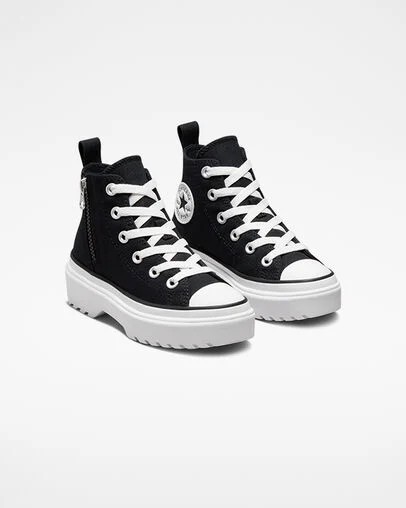 Black / White Converse Chuck Taylor All Star Lugged Lift Platform Kids' Canvas Shoes Singapore | C-46792309