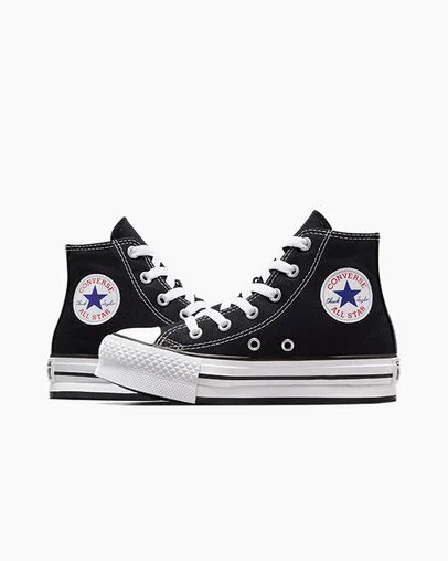 Black / White Converse Chuck Taylor All Star EVA Lift Kids' Platform Shoes Singapore | C-02619389