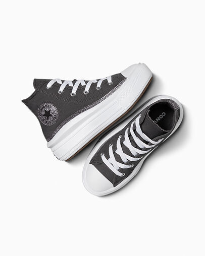 Black / White Converse Chuck Taylor All Star Move Glitter Kids' Sneakers Singapore | C-35870469