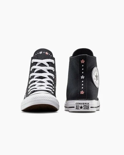 Black / White Converse Chuck Taylor All Star Petite Petals Women Sneakers Singapore | C-85190279