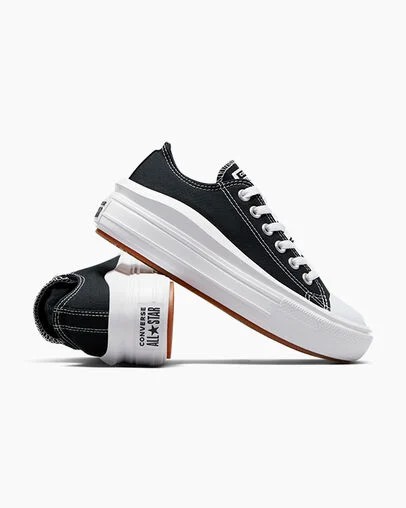 Black / White Converse Chuck Taylor All Star Move Women Platform Shoes Singapore | C-16837529