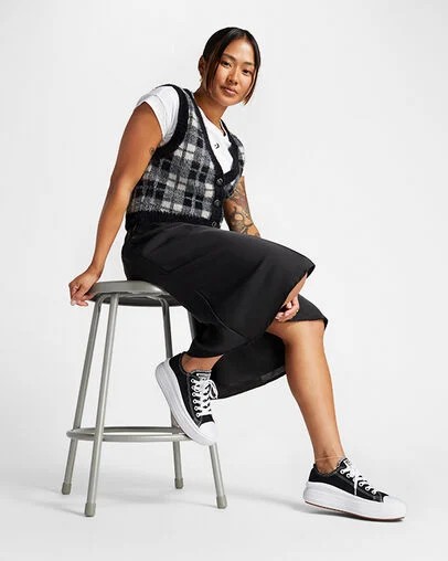 Black / White Converse Chuck Taylor All Star Move Women Platform Shoes Singapore | C-16837529