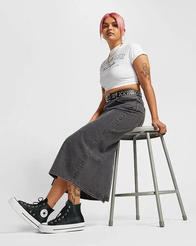 Black / White Converse Chuck Taylor All Star Leather Women Platform Shoes Singapore | C-42786159