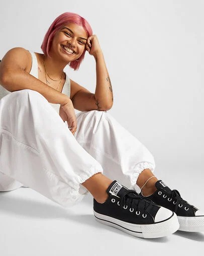 Black / White Converse Chuck Taylor All Star Lift Platform Women Canvas Shoes Singapore | C-68743159