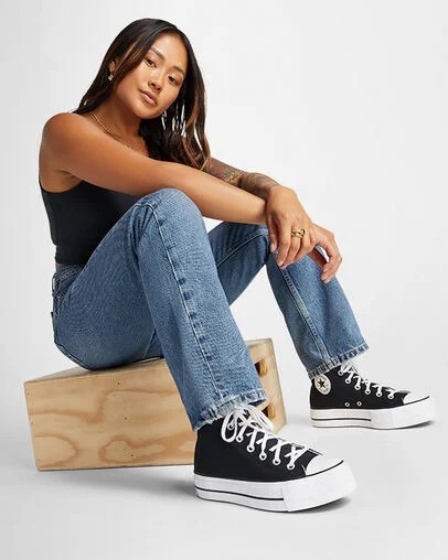 Black / White Converse Chuck Taylor All Star Lift Platform Women Canvas Shoes Singapore | C-27164939