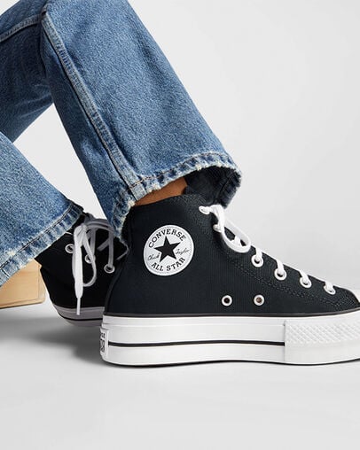 Black / White Converse Chuck Taylor All Star Lift Platform Women Canvas Shoes Singapore | C-27164939